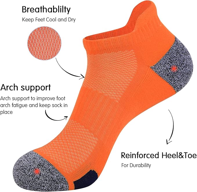 JOYNÉE Mens Ankle Athletic Low Cut Socks Running Sports Cushioned Sock for Men 6 Pack