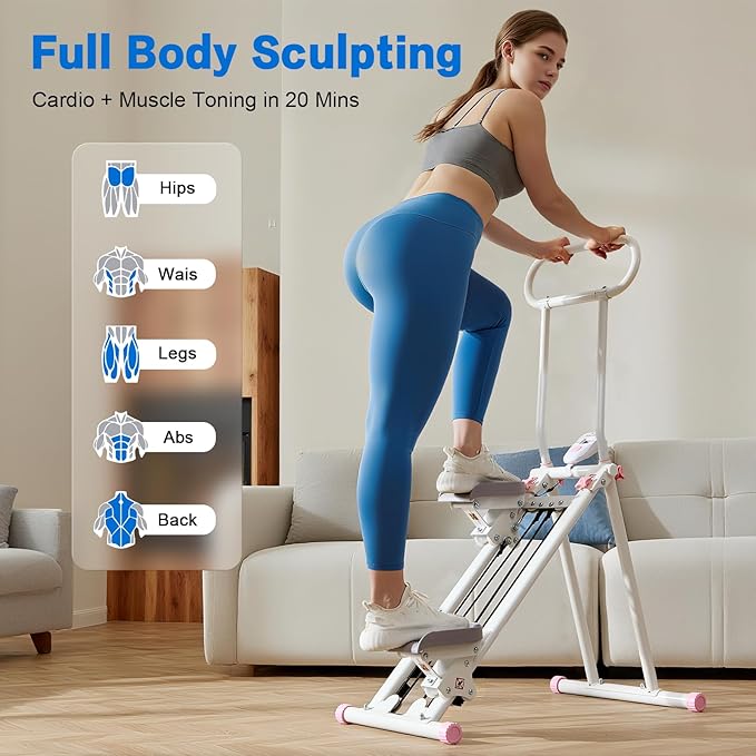 HXD-ERGO Stair Stepper for Home, New Version 6 Adjustable Resistance Vertical Climber Cardio Exercise Machine, Folding Stair Climber for Full Body Workout with Adjustable Handlebar for Women & Men