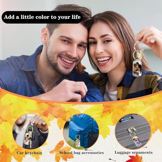 Hiyong Personalized Keychain Custom Photo Keyring Customized Gifts for Men Custom Keychain with Your Photo Logo or Text