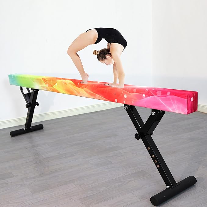 Adjustable Balance Beam for Kids, 8FT Gymnastics Beam with Anti-Slip Legs, High and Low Floor Beam for All Gymnastics Levels, Professional Gymnastic Equipment for Home, Gym Center