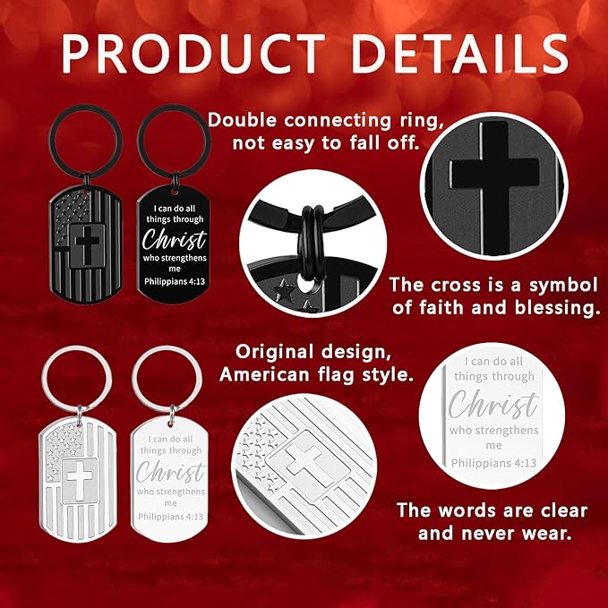 DuoDiner Stocking Stuffers Christmas Gift-Keychain Gifts for Men Religious Mens Gifts