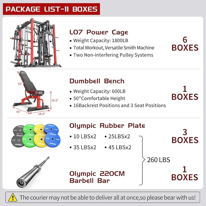 Smith Machine, Multi-Purpose Strength Power Cage with Cable Crossover System and More Training Accessories,Squat Rack Power Rack，Suitable for Home Gyms