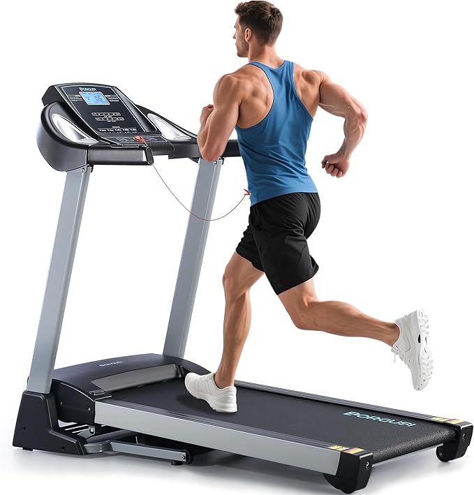 Treadmill with 15% Auto Incline - 350 LBS Capacity, 3.5HP Electric Folding Treadmill Up to 10MPH Speed, Running Machine with 20" Wide Tread Belt & LCD Display for Home Use, Bluetooth Speaker