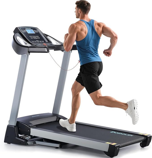 Treadmill with 15% Auto Incline - 350 LBS Capacity, 3.5HP Electric Folding Treadmill Up to 10MPH Speed, Running Machine with 20" Wide Tread Belt & LCD Display for Home Use, Bluetooth Speaker