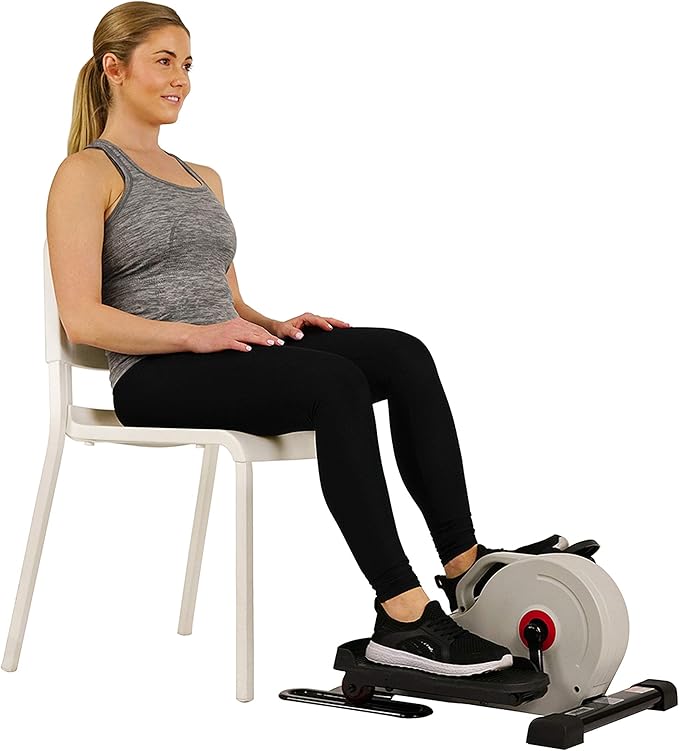 Sunny Health & Fitness Under Desk Pedal Elliptical Machine, Adjustable Resistance Leg Exerciser Home Workout While Sitting for Seniors, Optional Motorize or in Pink with SunnyFit App via Bluetooth