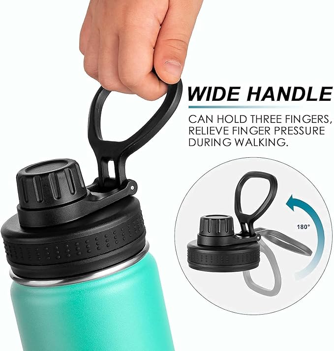 koodee Insulated Water Bottle, 22 oz Stainless Steel Double Wall Vacuum Wide Mouth Sport Bottle with Leakproof Spout Lid (Teal)