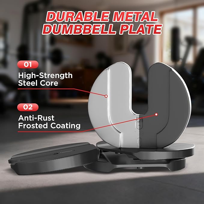 Adjustable Dumbbells Set of 2, Durable Weights Dumbbells Set, 10 in 1/15 in1 Weights Set with Anti-Slip Grip, Fast Adjust Gym Equipment Space Saving for Home Strength Training