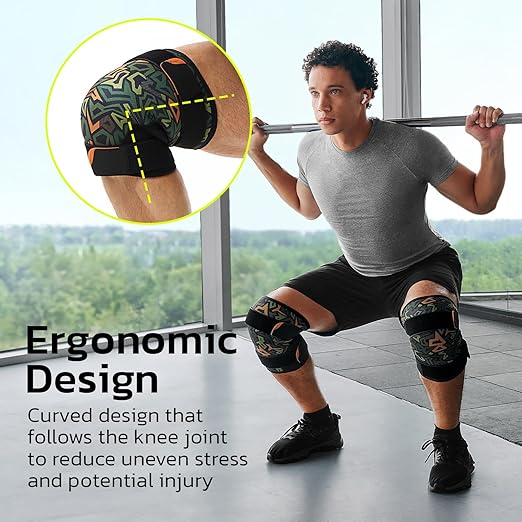 Knee Brace (1 Pair) Adjustable Strap 7mm Neoprene Knee Compression Sleeve Knee Support for Men Women for Training & Fitness, Weightlifting, Onyx X-Large