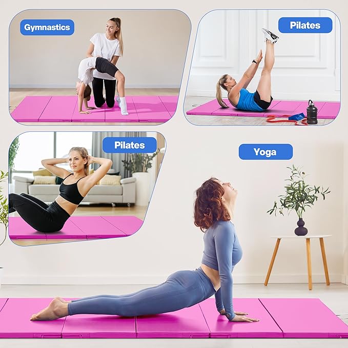 Outdoor Basic 6'x3'x2" Gymnastics Tumbling Mats Folding Panel Thick Gym Exercise Mat for Home