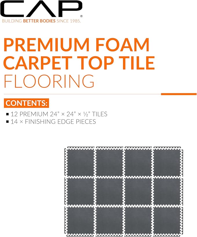 CAP Barbell Interlocking EVA Foam Carpet Puzzle Mat Floor Tiles - 24" x 24" x 1/2" | Multiple Color Options