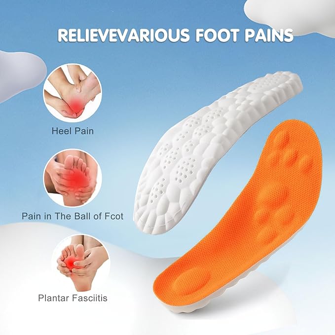 4D Cloud Insoles for Men Women, Cloud Soles Memory Foam Insoles, Massage Cushion Insoles for Foot & Joint Support, Comfort Breathable - 2 Pairs (Green, Men 9-10/ Women 11-12)