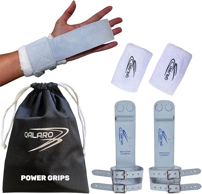 Double Buckle Leather Grips for Girls Gymnastics | Dowel Grips, 4" Wristbands, Grip Bag | Gymnastics Grips for Girls | Youth Bar Grips | Gymnastics Gloves