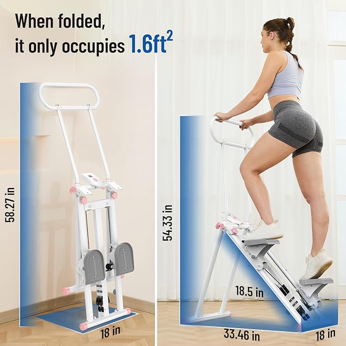 HXD-ERGO Stair Stepper for Home, New Version 6 Adjustable Resistance Vertical Climber Cardio Exercise Machine, Folding Stair Climber for Full Body Workout with Adjustable Handlebar for Women & Men