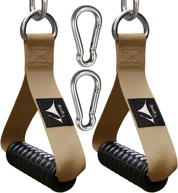 Heavy Duty Gym Exercise Handles Attachment for Cable Machine,Resistance Band,Pulley System Home Fitness Workout Equipment, with Elastic Rubber Grip and 2 Large Carabiners