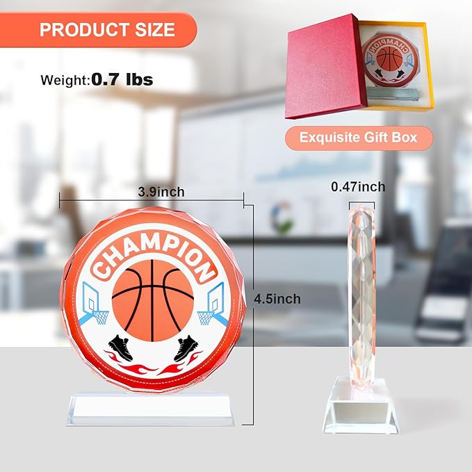 Crystal Trophy Award for Kids & Adult, Champion Football Baseball Soccer Basketball Sports Winner Trophies, Award Trophy for Sports Championships Tournaments Award Competitions Rewards Prizes