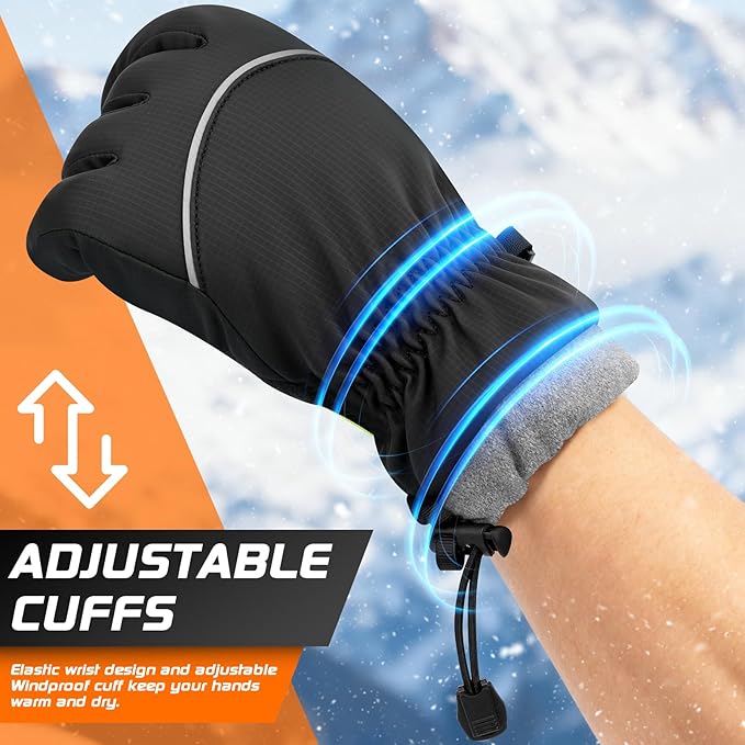 Waterproof Winter Gloves, Thermal Touchscreen Cold Weather Ski Snow Warm Windproof Gloves for Cycling Running Hiking Driving Camping Men Women