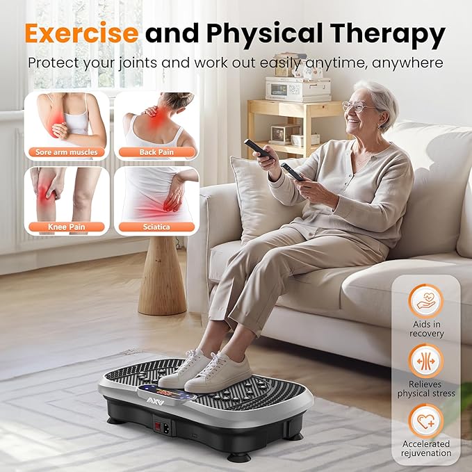 AXV Vibration Plate Fitness Platform Exercise Machine Vibrating Shaking Full Body Shaker Workout Vibrate Stand Shake Board Sport Gym for Weight Loss Fat Burner for Women Men