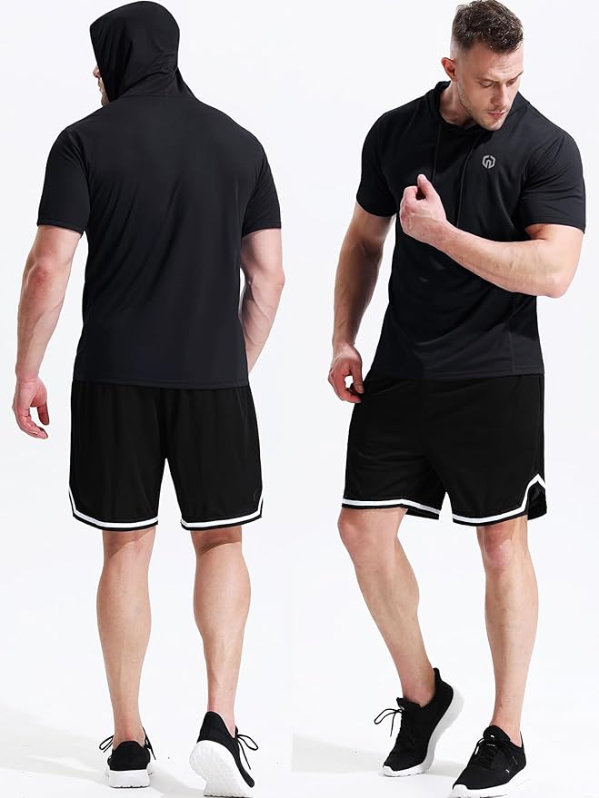 NELEUS Dry Fit Workout Athletic Muscle Tank Top Running Shirts with Hoods