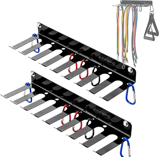 Wall-Mounted Gym Organizer, Barbell Holder Wall Mount, Resistance Band Storage Rack, Home Gym Accessories Holder