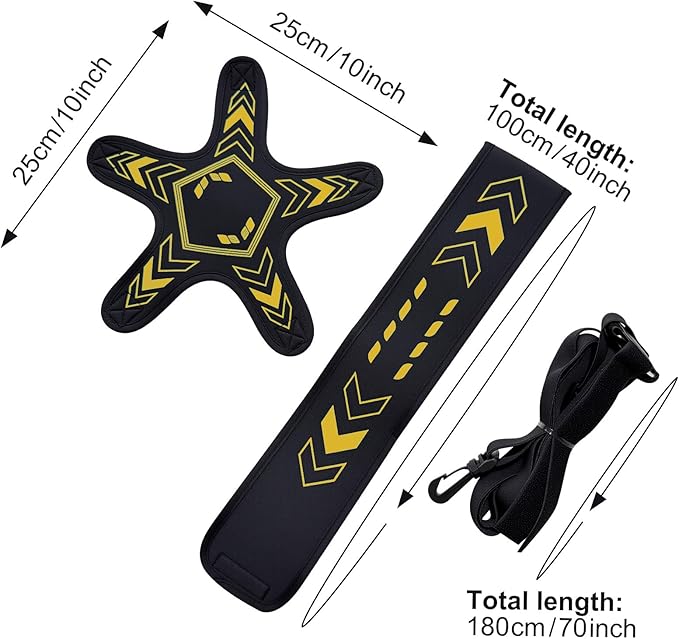 Soccer Training Equipment Football Kick Solo Trainer Adjustable Waist Belt Elastic Rope, Aids Hands Free Throw Sole Practice Fits Ball 3, 4, 5 and Volleyball Rugby (Yellow)