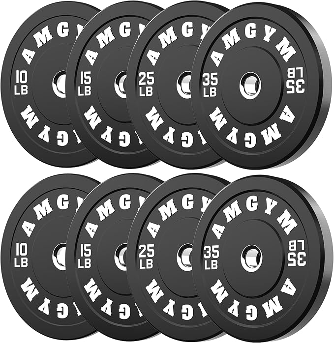 2 Inch Bumper Plates，10-500lbs，Barbell Rubber Olympic Weight Plates Set for Home Gym, Strength Training & Weight Lifting, Multiple Options Colors
