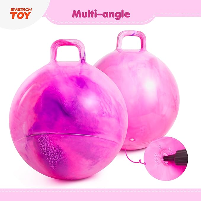 EVERICH TOY Hopper Ball for Kids, 18In Ride On Bouncy Ball with Handle, Purple Pink Clouds Girls Toys for Indoor Outdoor Active Play Toys, Best Christmas Girls Boys Gifts for 4 5 6 7 8 Yr Old
