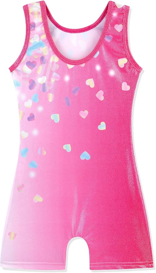 HOZIY Gymnastics Leotards for Girls with Shorts Toddlers Biketards Rainbow Unicorn Dinosaur Mermaid Leopard Flower Galaxy