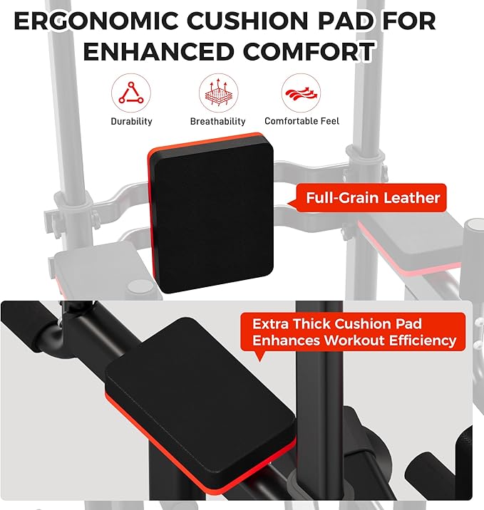 Outdoor Basic Power Tower, Pull Up Bar and Dip Station for Home Gym, 1600LBS Weight Capacity, Adjustable Height, Heavy Duty Steel Frame for Calisthenics, Strength Training Fitness Equipment