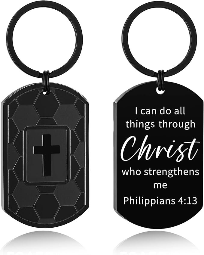 Stocking Stuffers- Football/Baseball/Soccer/Basketball Keychain for Men Baptism Confirmation Mens Gifts