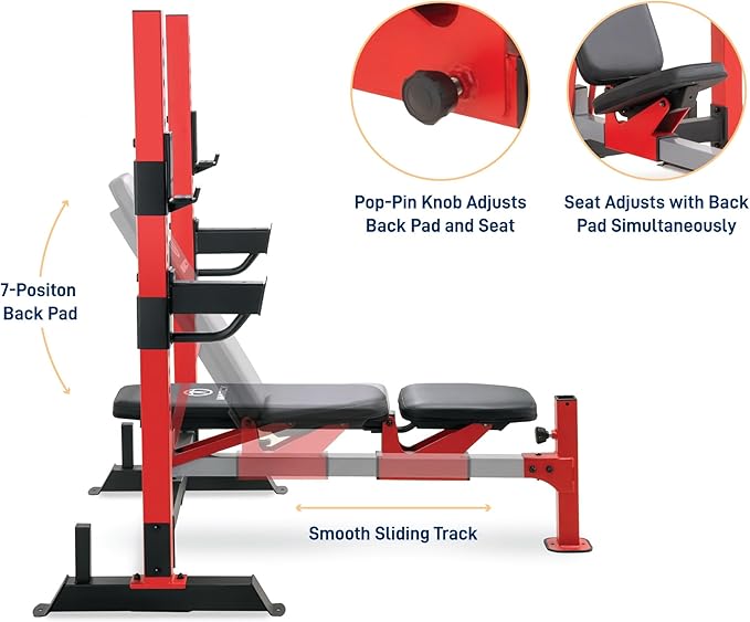 Marcy Standard & Olympic Adjustable Weight Benches and Accessories - Build You Own Home Gym with Optional Attachments Available: Lat Tower, Leg Developer, and Arm Curl for Full Body Exercise and Strength Training