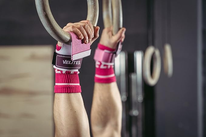 Velites I Quad Pro Handgrips I Professional Cross Training Gloves or Gymnastics I All Surface I Use with Magnesium I Includes Free Bands