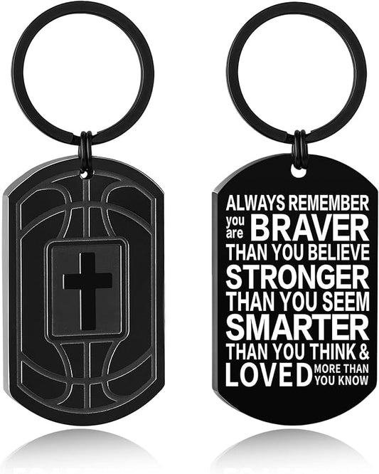 Stocking Stuffers- Football/Baseball/Soccer/Basketball Keychain for Men Baptism Confirmation Mens Gifts