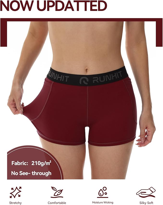 Runhit 3" Volleyball Shorts Womens 3 Pack Compression Shorts for Women Spandex Shorts Women Workout Athletic Yoga Gym
