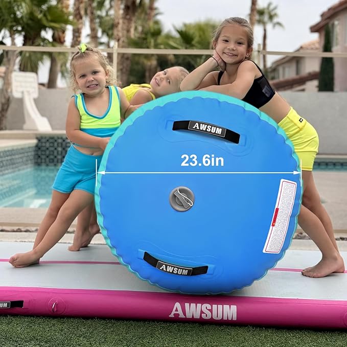AWSUM Air Roller Gymnastics Barrel Inflatable Tumbling Mat Back Handspring Trainer for Octagon Mat Gym Home Gymnastics Equipment 1PCS，No Electric Pump