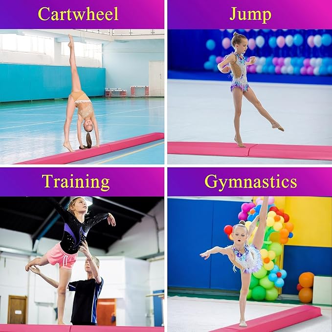 ZENY 6ft Folding Gymnastics Balance Beam Foam Floor Balance Beam Bar with Anti-Slip Base Walking Beams Home Gymnastics Equipment for Kids Adults