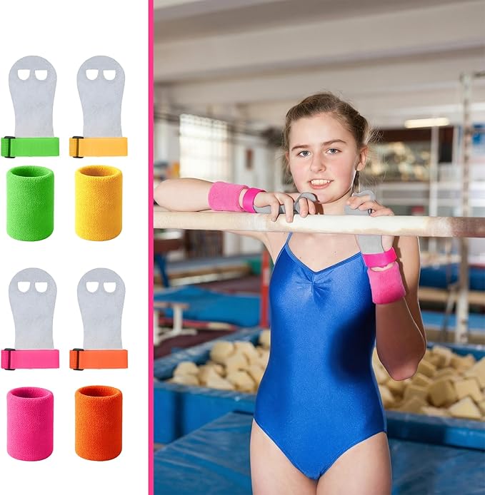 Soulchen 8 Pcs Gymnastics Grips Wristbands Gloves Gymnastic Hand Grips Gymnastic Bar Palm Protection Equipment Sports Accessories for Workout and Exercise