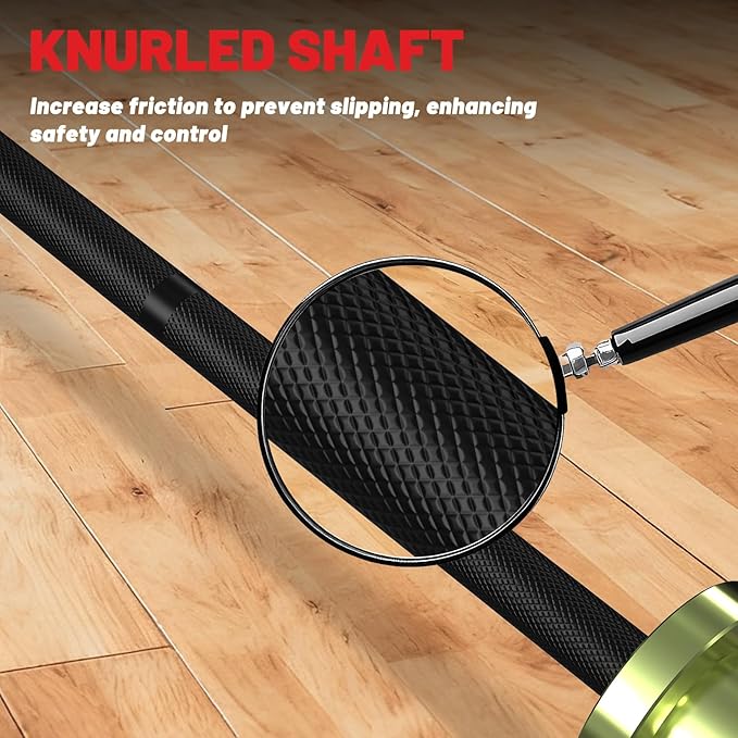 PAPABABE 5LB Mini Barbell Bar 4ft Technique Training Barbell For Beginner Women kid 2-inch Plate Barbell for Home Gym Fitness