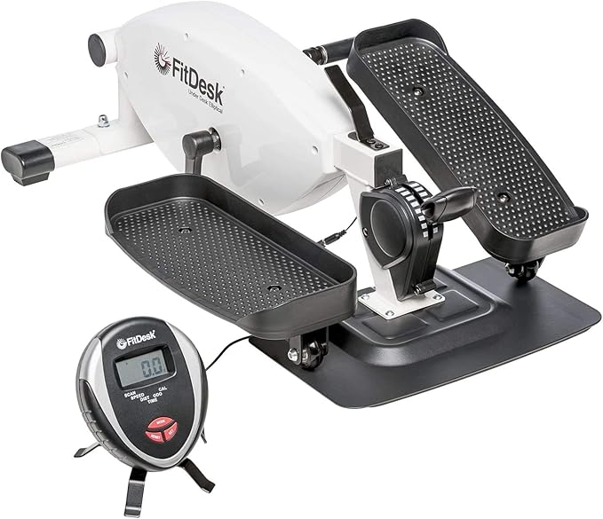 FitDesk Under Desk Bike Exercise Machine, Compact Magnetic Pedal Exerciser, Mini Elliptical, Quiet Seated Cardio Trainer for Home Office Workouts, Adjustable Resistance Bike for Desk Fitness