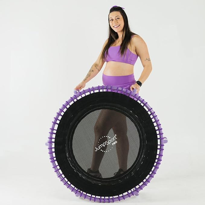 JumpSport 350 PRO Fitness Trampoline, Cardio Workout, No-Tip Arched Legs Home Gym Equipment, Adjustable Bungees & 60 Day Trial Video