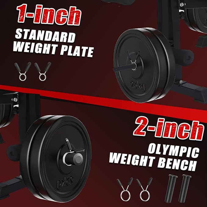 1500LBS 8 in 1 Olympic Weight Bench Set with Leg Extension/Curl and Preacher Curl, Bench Press Set and barbell Rack with Safety Bar Catches, Foldable Workout Benches for Home(US Stock)