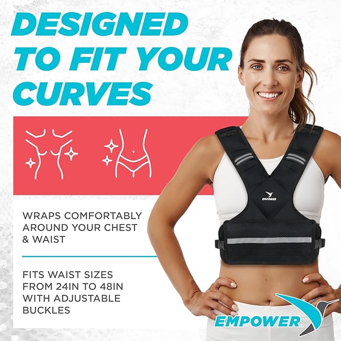 Empower Weighted Walking Vest for Women with Reflective Strips – Fixed 8lbs, Adjustable 4-10lbs (4 in1) or Adjustable10-16lbs (4 in 1), Strengthen Muscles, Boost Bone Health, and Burn More Calories for Workout