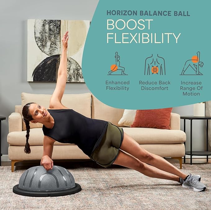 Lifepro Half Balance Ball Trainer - Stability Ball for Exercise, Full-Body Workouts, Home Gym, and Physical Therapy - Horizon Balance Ball Half Non-Slip Equipment for Balance Training