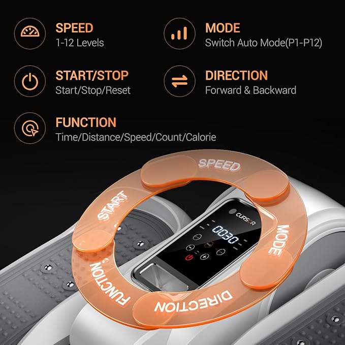 Under Desk Elliptical Machine, Electric Leg Exerciser as Seen on Tv for Seniors, Quiet Portable Seated Pedal Exerciser with Remote Control, 12 Speeds, Auto & HR Mode for Home Office