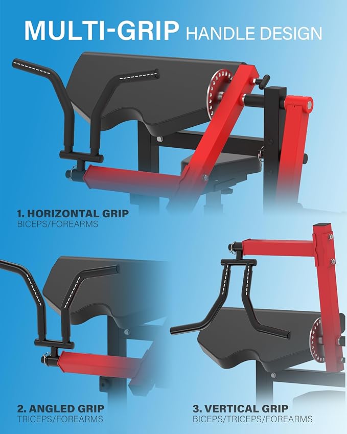 HVO Bicep Tricep Curl Machine: Adjustable Preacher Arm Bicep Curl and Tricep Extension Machine Plate Loaded Exercise Equipment for Home Gym
