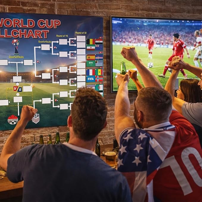 World Cup 2026 Schedule Poster & Final Round 48-Team Collection Showcase, 2-in-1 Double-Sided Functional Football Wall Chart, PVC Soccer Match Fixtures, World Cup Merchandise Decor, Great Gift for Soccer Fans (30.3 x 21.3 Inches)