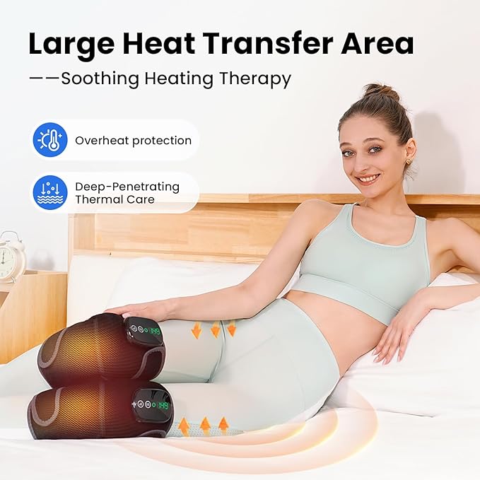 Cordless Knee Heating Pad, Newly 4 Vibration Motors Knee Massager, 3-in-1 Heated Knee Brace with 5 Heat Levels and 5 Massage Modes, Heated Knee Massager Brace, Birthday Gifts for Dad & Mom (2 PCS)