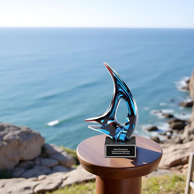 Hand-Blown Art Glass Award – Custom Engraved Elegant Award for Corporate, Sports Retirement Volunteer Recognition Leadership Personal Milestones Employee Gifts