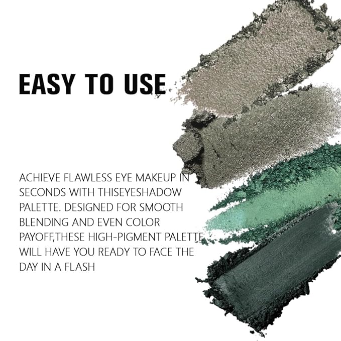 4 Colors Matcha Green Eye Shadow Powder Palette Makeup, Highly Pigmented Waterproof Matte Shimmer Quad Eyeshadow Palette for Women, paleta de sombras de ojos, Blendable, Vegan 12
