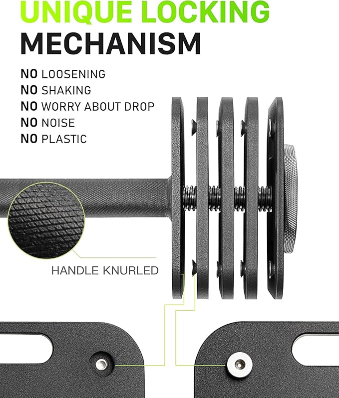 Eisenlink Adjustable Dumbbell Set, 10-50/80lb, 5lb Increments, Quick-Lock Square Weight Dumbbells for Home Gym Fitness (50/80lb×2)
