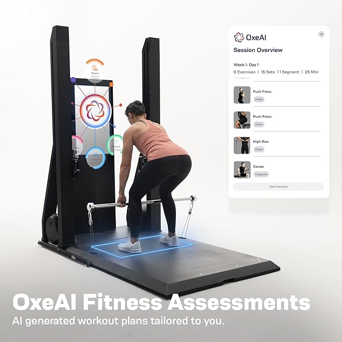 OxeFit XS1 Peak Smart Home Gym – All-in-One Strength, Cardio & Pilates Machine with Adaptive Workouts, AI Training, Performance Tracking & Trainer-Led Classes Black